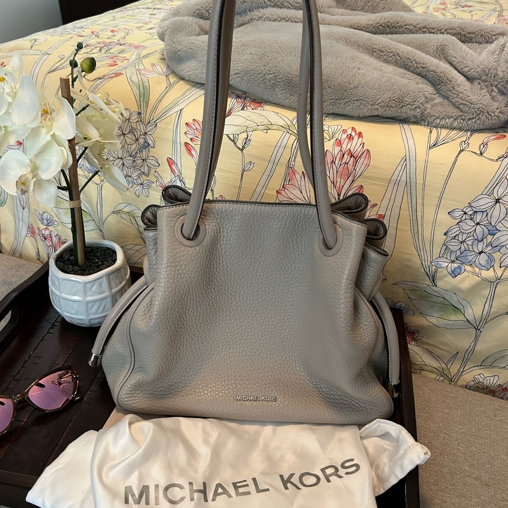 Michael Kors Gray Leather Tote Bag